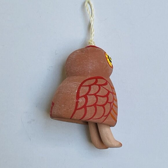 Ceramic Owl Dangle Legs Hanging Christmas Tree Ornament Wings Handpainted - Picture 3 of 5